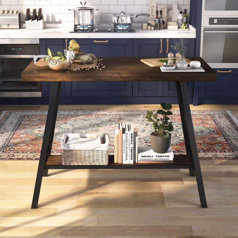 47&#34; Brenter Counter Height Table Weathered Medium Oak/Black - HOMES: Inside + Out, 4 of 6
