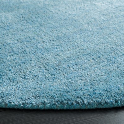 Himalaya Blue Round Tufted Wool Shag Rug, 8' x 8'