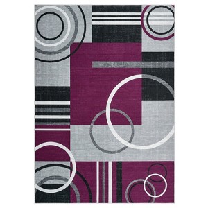 Modern Geometric Area Rug for Living Room Bedroom, Washable Soft Non Slip Large Dining Room Carpet with Circle Print - 1 of 4