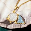 Ross-Simons Mother-Of-Pearl and 5.00 Carat Aquamarine Fish Pendant With .20 Carat Swiss Blue Topaz and .15 ct. t.w. Diamonds in 14kt Yellow Gold Size - 4 of 4