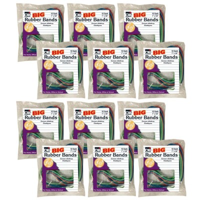 Charles Leonard Big Rubber Bands, 7" x 1/8", 12 Per Pack, 12 Packs (Case of 2)