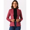 INSPIRE CHIC Women's Faux Suede Belted Lapel Single Breasted Work Outwear Blazer - 2 of 4