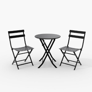 Bistro Table and Chairs Set, 3 Piece Foldable Patio Furniture Set, Outdoor & Indoor Bistro Set for Patio Balcony Porch Poolside, 2 Chairs and 1 Table - 1 of 4