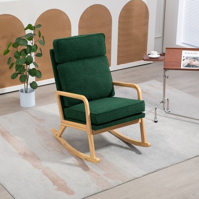 25.2"W Modern Rocking Chair Accent Lounge Armchair Comfy Boucle Upholstered,Green