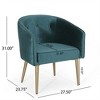 SKRAN Dining Arm Chair  - Teal Velvet Upholstered with Button Tufting and Iron Toothpick Legs for Modern Glam Dining Room - 3 of 4