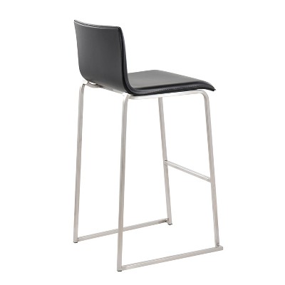 Mara Black Faux Leather Metal Barstool Set of 2