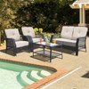 Tangkula 4PCS Patio Rattan Furniture Set Outdoor Conversation Set w/Tempered Glass Coffee Table Beige - 3 of 4