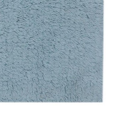 Light Blue Cotton Tuft Twisted Non-Slip Bath Rug 17 x 24