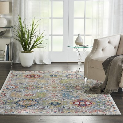 Gray and Multicolor Synthetic 4' x 6' Hand-knotted Area Rug
