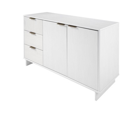 Granville 55" White Modern Buffet Sideboard with Ribbed Drawers