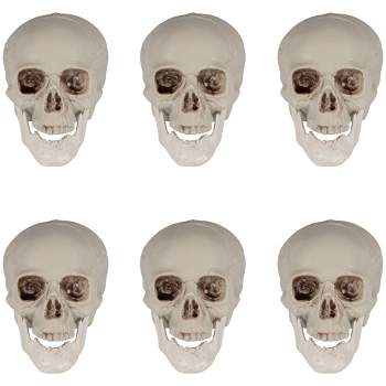 Northlight 4.75" Skeleton Skull Heads Halloween Decorations 6ct - White