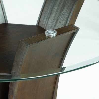 Simms Round Walnut Glass Top Counter Height Dining Table