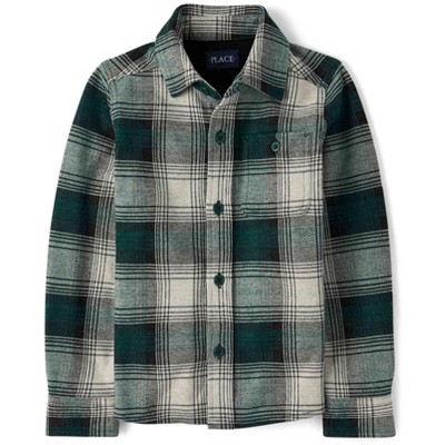 The Children's Place Boys Long Sleeve Plaid Luxe Cozy Knit Button Up Shirt