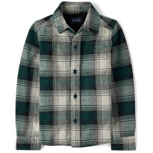 The Children's Place Boys Long Sleeve Plaid Luxe Cozy Knit Button Up Shirt - 1 of 4