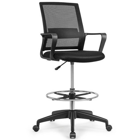 Flip Top Ergonomic Mesh Drafting Swivel Desk Chair Lumbar Support, Height Adjustable with Foot Ring Inbox Zero Upholstery Color: Black