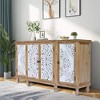 ORRD 4-Door Distressed Wood Cabinet, Hollow-Carved Design w/ Adjustable Shelves - Kitchen, Living Room, Entryway - 4 of 4