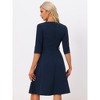 Allegra K Women's V Neck 3/4 Sleeve Belted Elegant Dresses with Pockets - 4 of 4
