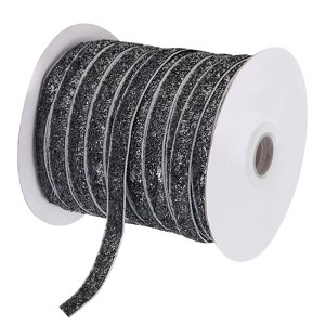 Unique Bargains Single Face Metallic Glitter Velvet Ribbon for DIY Crafts Gift Wrapping - 1 of 3