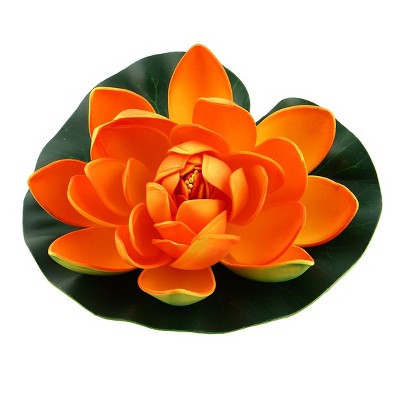 Unique Bargains Aquarium Garden Pond Floating Lotus Decoration for Betta Tank Orange Green
