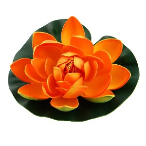 Unique Bargains Aquarium Garden Pond Floating Lotus Decoration for Betta Tank Orange Green - 1 of 3
