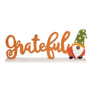 Transpac Wood 22.25 in. Orange Harvest Grateful Gnome Decor - 1 of 2