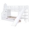 TIRAMISUBEST Twin-Over-Twin/Full-Over-Full Size Castle Style Bunk Bed with 2 Storage Drawers and Slide, Solid Wood Bunk Bedframe w/ Storage Staircase - 4 of 4