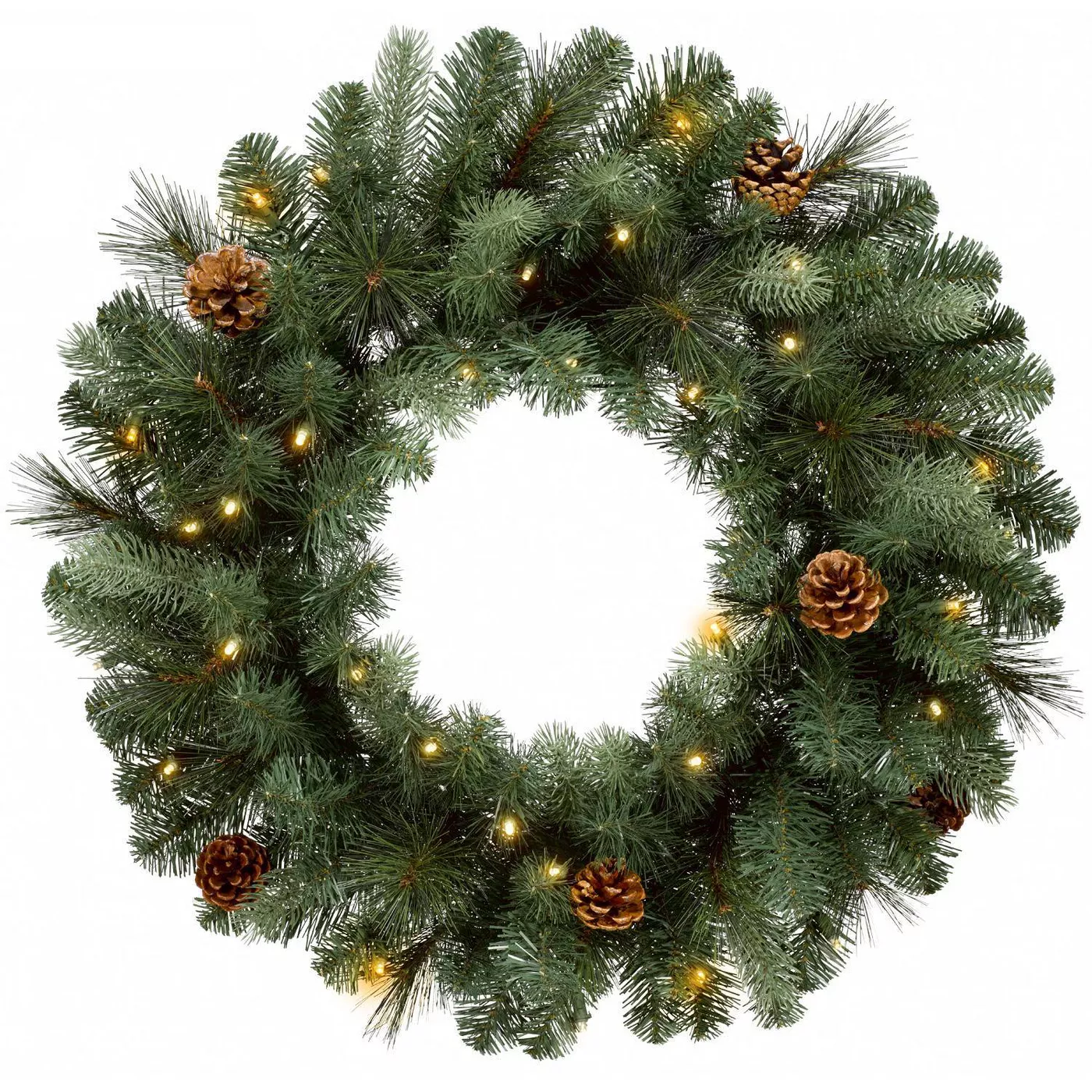 Philips 28" Christmas Decorated Prelit Artificial Pine Wreath White LED lights - image 1 of 2