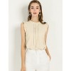 INSPIRE CHIC Women's Ruffled Curved Hem Business Office Vintage Sleeveless Blouse - 3 of 4