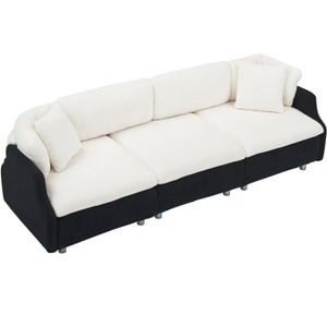 NicBex 95.3 Inch Teddy Sofa Couch 3-Seat Sofa with 2 Throw Pillows for Living Room,Apartment,Bedroom - 1 of 4