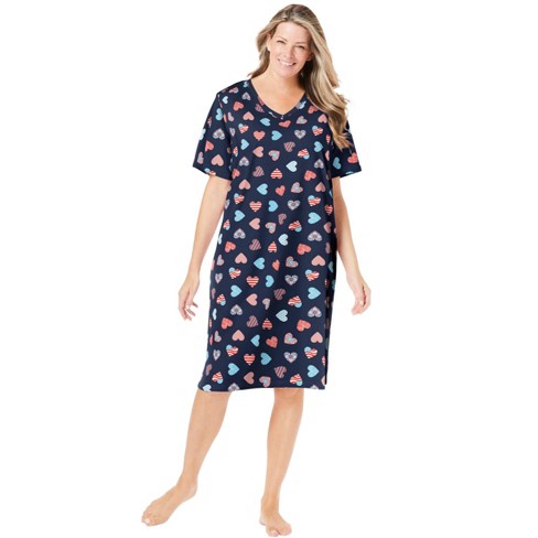 Dreams & Co. Women's Plus Size Print Sleepshirt - M/L, Red