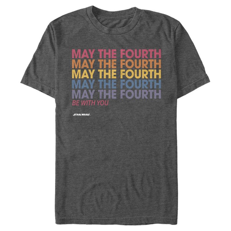 Men's Star Wars May The Fourth Colorful Stack T-Shirt, 1 of 6