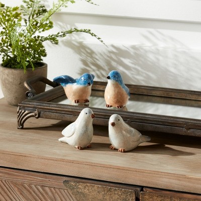 Spring Glazed Resin Bird Figurine Set of 4