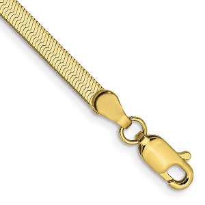 Black Bow Jewelry 3mm 10k Yellow Gold Solid Herringbone Chain Bracelet - 1 of 4