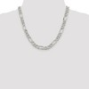 Black Bow Jewelry Men's 9.5mm Sterling Silver Pave Flat Figaro Chain Necklace - 2 of 4