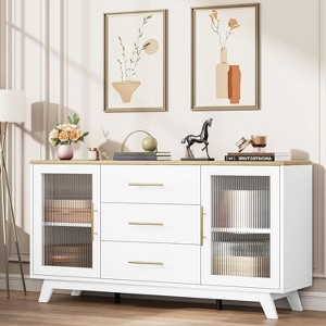 36" Buffet Cabinet with Fluted Glass Doors & Adjustable Shelves,  Sideboard Storage for Dining Room, Kitchen and Coffee Bar - 1 of 4
