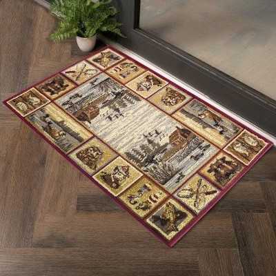 Kumasinova Mountain & Lakeside Fishing Area Rug – Wilderness Landscapes for Living Room, Kid & Pet-Friendly, Made in Turkey, Stain-Resistant Door Mat