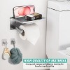 Attop Toilet Paper Holder with Shelf & 2 Hooks, Brushed Nickel Bathroom Organizer with Phone Shelf, No-Drilling Wall Mount Tissue Roll Storage - 4 of 4