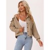 INSPIRE CHIC Women's Lapel Collar Drop Shoulder Pockets Button Down Waffle Shirt Jackets - 2 of 4