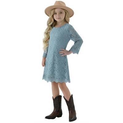 2Bunnies Girls' Boho Rustic Garden Lace Flower Girl Dress
