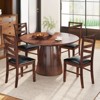 Tangkula Dining Chairs Set of 4 Rubber Wood Legs Faux Leather Upholstered Seat Armless - 2 of 4