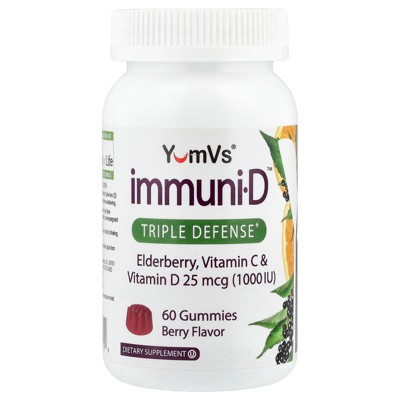 ImmuniD Elderberry Gummies by YumVs | Triple Defense Vitamins with Sambucus Elderberry, Vitamin C & Vitamin D | Complete Immune System Support for