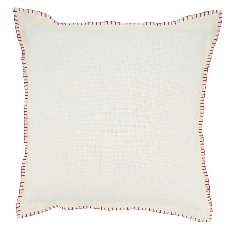 Saro Lifestyle Celena Collection Whip Stitched Flange Design Throw Pillow, White, 20"x20", 1 of 4