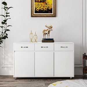 CAVINAS Sideboard Cabinet,Buffet Table with Drawers,Doors,Shelves,Steel Tube Legs,Console Cabinet for Living,Dining,Kitchen,Entryway - 1 of 4