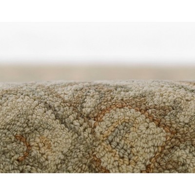 Light Blue Hand-Tufted Wool Medallion Area Rug 5' x 8'