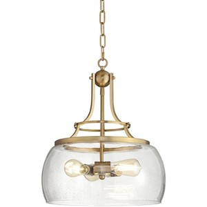Franklin Iron Works Charleston Warm Brass Pendant Chandelier 16" Wide Modern LED Clear Seedy Glass 3-Light Fixture for Dining Room Home Kitchen Island - 1 of 4