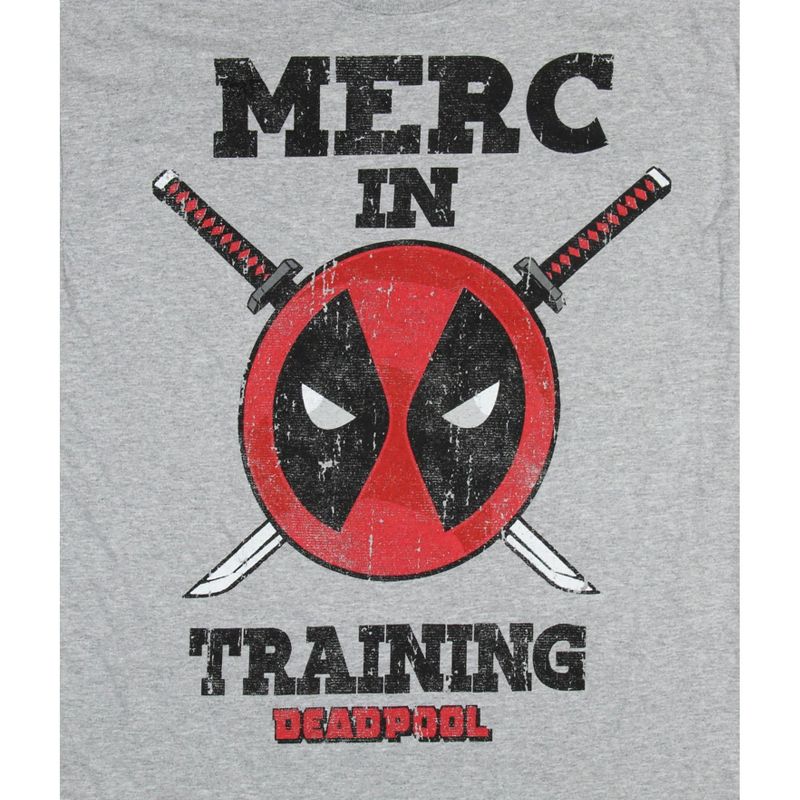 Marvel Mens' Deadpool Merc In Training Distressed Graphic Print T-Shirt, 2 of 4