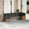 vidaXL 7 Piece Patio Sofa Set with Cushions Gray Poly Rattan - Without Table - 2 of 4