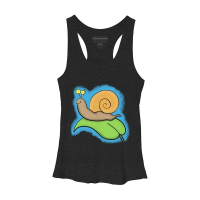 Women's Design By Humans Cute, happy snail on a leaf cartoon illustration By thefrogfactory Racerback Tank Top