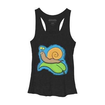 Women's Design By Humans Cute, happy snail on a leaf cartoon illustration By thefrogfactory Racerback Tank Top