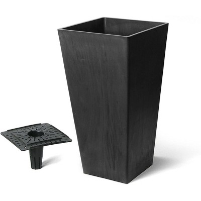 Algreen Valencia Square Flower Pot/Planter, Black, 10in